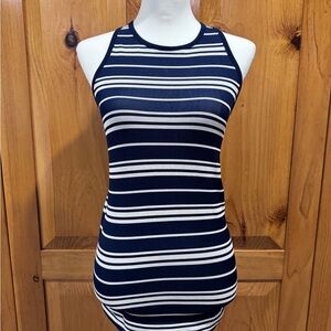 Athleta Navy and White Striped Tank Top